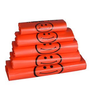 红色笑脸塑料袋手提食品外卖打包袋超市加厚背心方便袋定做一次性