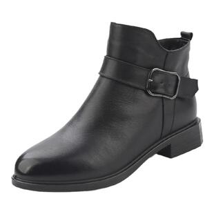 大码女鞋41到43秋冬新款小皮鞋真皮加绒女士短靴女靴马丁靴子单靴