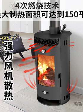 壁炉真火家用取暖100平方立式取暖壁炉吹风散热室内燃柴火取暖炉