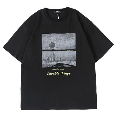 美好的事圆领短袖T恤宽松情侣