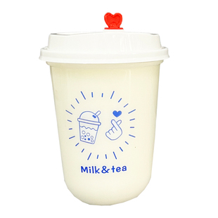 u型奶茶杯一次性带盖胖胖饮料杯冰淇淋圣代杯400ml 500双皮奶杯子