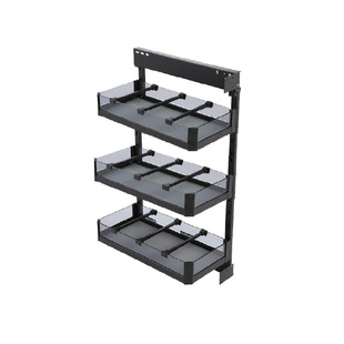 拉篮厨房橱柜200侧装调味篮抽屉式250窄柜调料双层铝合金置物架