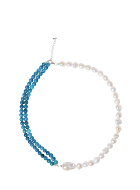 RiverineAdara「海穹」磷灰石天然水晶淡水巴洛克珍珠颈链项链