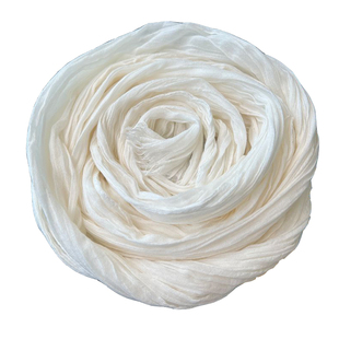 夏季窄细长条护颈椎围巾女薄款棉麻百搭防晒装饰围脖纯色丝巾白色