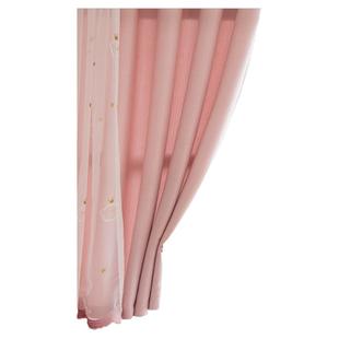 儿童房新款遮光窗帘双层布纱一体卡通女孩卧室飘窗榻榻米短窗纱帘