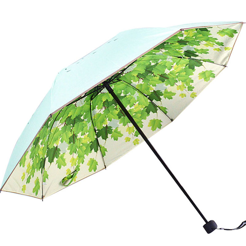 安诺淑小清新双层太阳伞黑胶防晒防紫外线遮阳伞三折叠晴雨伞两用