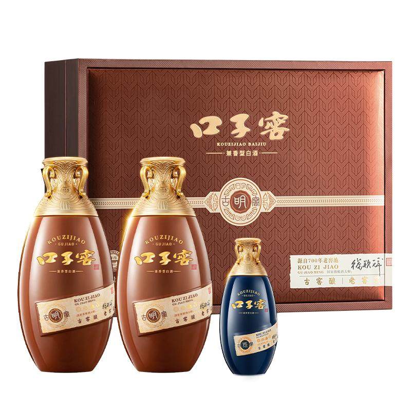 口子窖古窖明礼盒50度500ml*2瓶+100ml*1瓶安徽白酒节日拜访