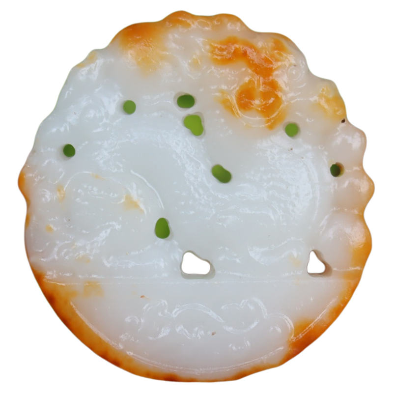 和田玉籽料龙玉佩羊脂白吊坠挂件