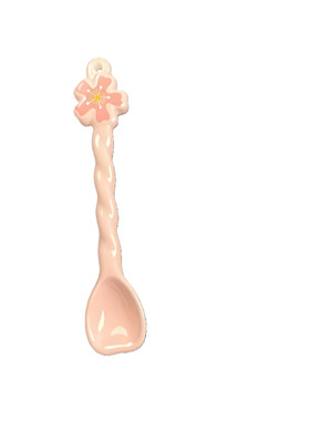 粉色樱花陶瓷搅拌勺耐高温甜品