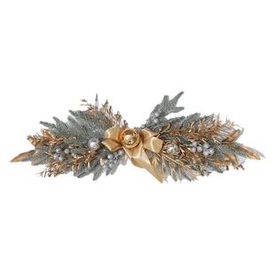 圣诞节PE松针粉色藤条花环红球绿金色格子丝带圣诞装饰品橱窗挂饰