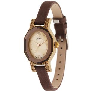 julius聚利时女表小巧细皮带手表女士腕表水晶切割OL贝壳面水钻表