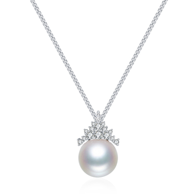 BRI.R/佰色传情11-12mm淡水珍珠S925银雪花气质百搭项链