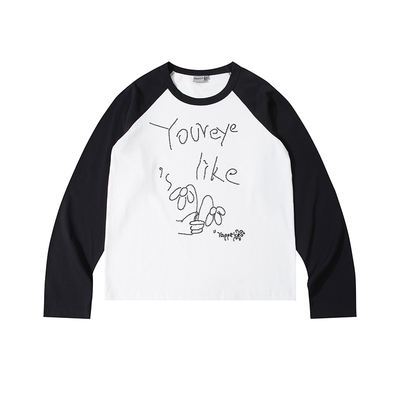 RAPPEYE复古撞色拼接长袖T恤