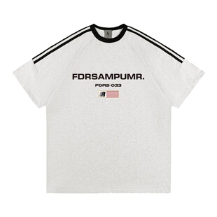 FDR官方店 织带发泡旗帜运动情侣美式短袖t恤男女重磅潮牌体恤