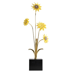 向阳而生陶瓷向日葵摆件黄铜工艺品客厅电视柜玄关斗柜装饰品礼品