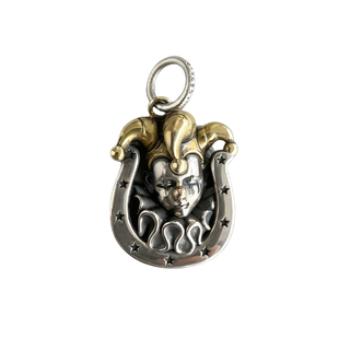 睡莲生生世世 原创设计925纯银吊坠小丑马蹄铁幸运元素复古百搭款