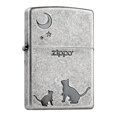 打火机zippo喵望星空仿古银防风