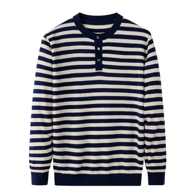 瑞莱夫亨利领菠萝针打底羊毛衫男