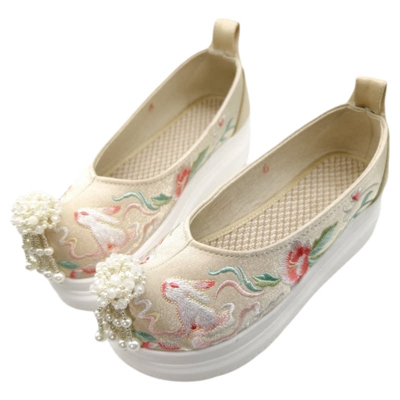 厚底汉服鞋子女增高古风绣花鞋