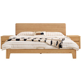 全友家居原木风红橡木1.8m双人大床卧室1米5单人实木床床垫组合