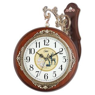 康巴丝欧式双面挂钟客厅创意大号时钟两面钟田园简约静音石英钟表