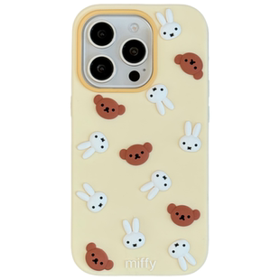 @BOBBY PLANET原单高品质平铺米菲兔小熊兔子可爱卡通趣味适用iPhone16Promax手机壳苹果1543软硅胶防摔闺蜜