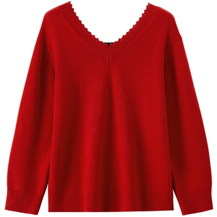 【绵羊毛】BANANA BABY2026年春新款V领露背甜美蝴蝶结氛围感毛衣