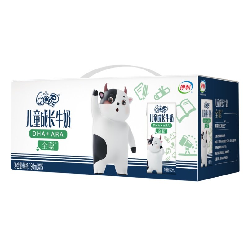 11月产伊利QQ星儿童成长牛奶全聪健固190ml*15盒儿童营养牛奶早餐
