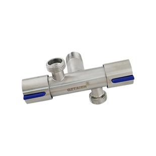 304不锈钢加长一进二出双控三角阀双开关马桶三通双头双出水角阀