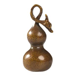 东意文房 黄铜可爱小葫芦笔搁镇纸小摆件创意书法压纸镇尺笔架托