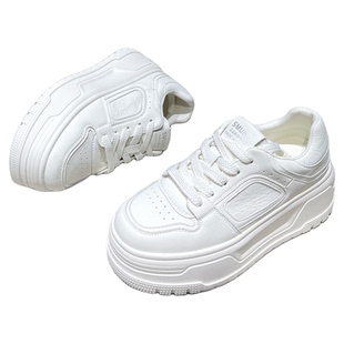 真皮小白鞋女2026新款春季爆款配阔腿裤韩版增高厚底松糕鞋小个子