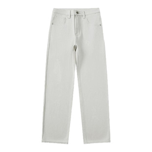 超舒适莱赛尔白色牛仔裤男士秋冬新款四面弹宽松百搭休闲直筒裤子