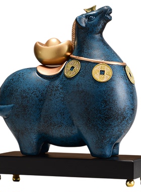 新中式复古创意客厅电视柜玄关摆件 新款骏马新房入宅装饰工艺品