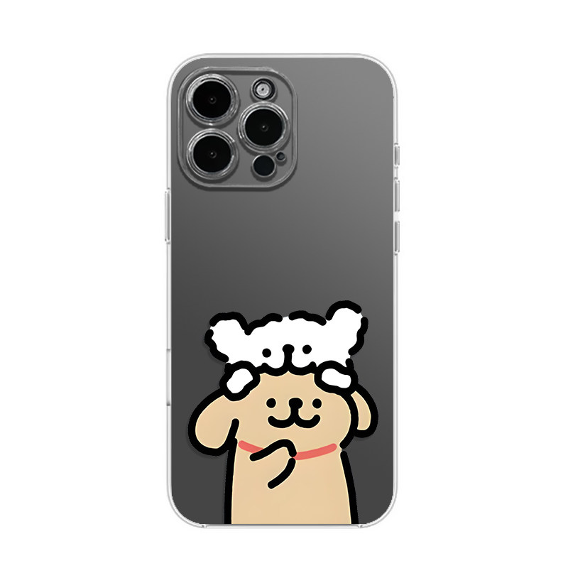 咬脑袋线条小狗情侣手机壳适用于iphone17苹果16/16promax/15/14OPPO华为Nova12/Nova1