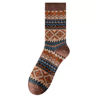 ZEROIN男士民族风潮流纯棉中筒袜