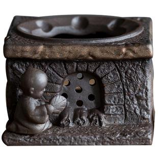 碌心 复古蜡烛加热保温炉 中式粗陶茶壶保温座 茶汤保温器焙茶炉