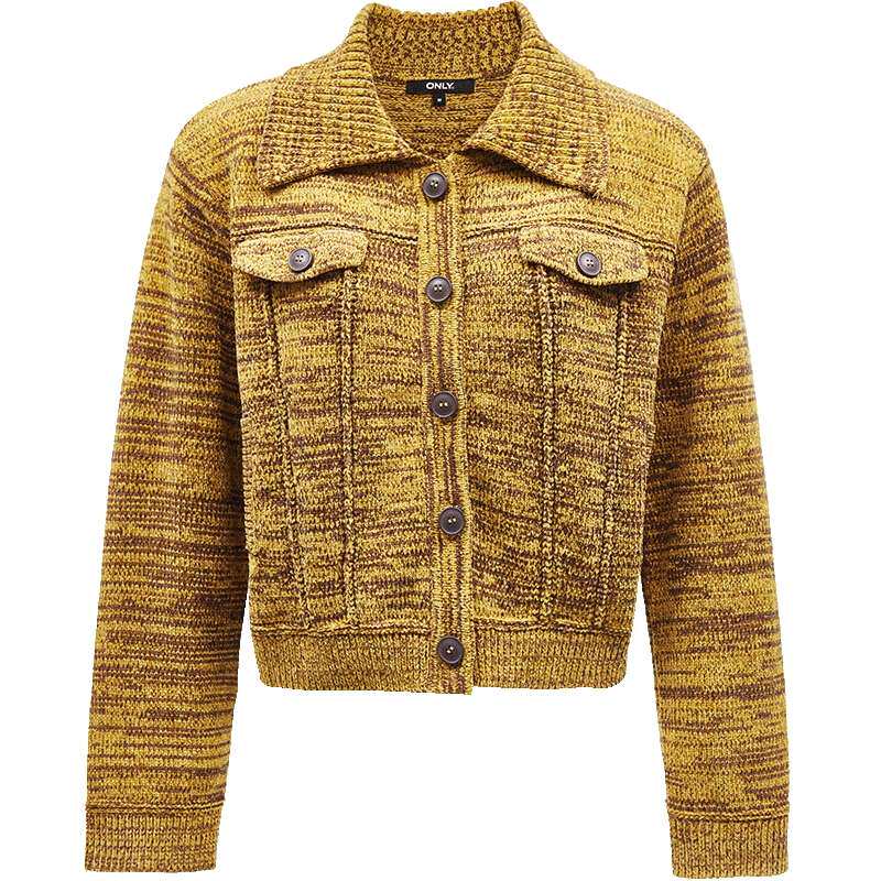 ONLY2025秋季新款柔软舒适撞色翻领毛衣开衫针织衫女|12513B014