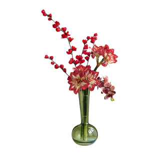 2026新年装饰朱顶红花桌面摆件过年春节年味氛围布置红色年宵花艺