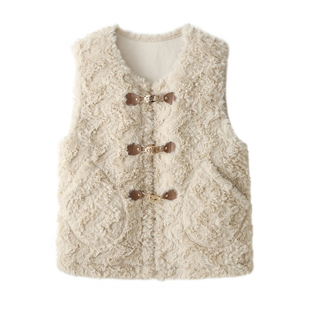 韩系毛茸茸马甲背心外套女秋冬皮毛一体休闲保暖毛绒叠穿无袖上衣