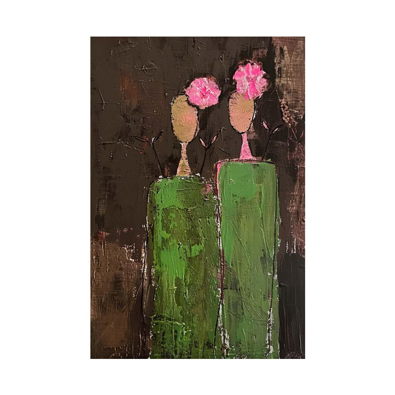 可班手绘油画锦花俪影沙发肌理画