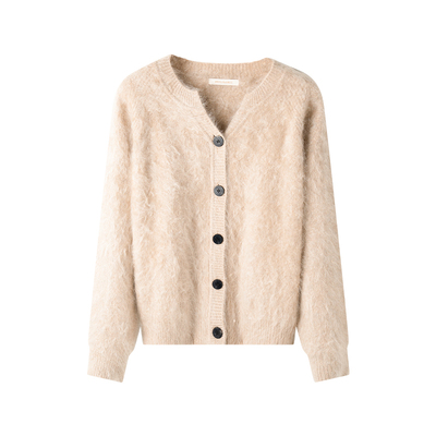 春竹圆领长袖女开衫上衣外套