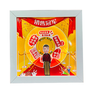 创意音乐旋转相框公司入职周年礼物同事照片定制退休离职纪念