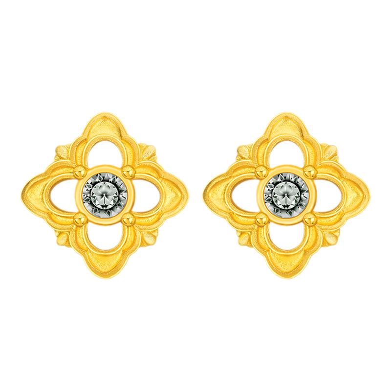 justgold鎮(zhèn)金店歐庭魅影黃金足金耳釘耳鉤（含耳堵）1322861Y