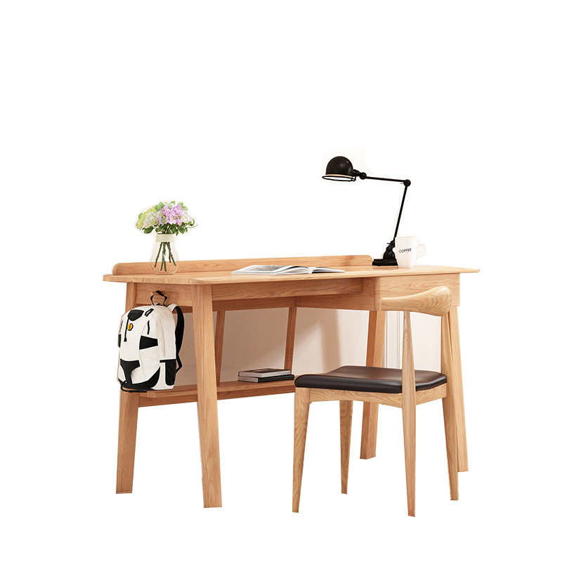 实木电脑桌白橡木北欧简约书桌原木学生学习桌定制环保简单办公桌