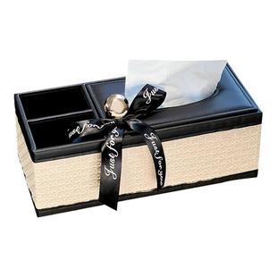 尊慕斯皮革纸巾盒客厅茶几高颜值轻奢风抽纸盒餐巾纸多功能收纳盒