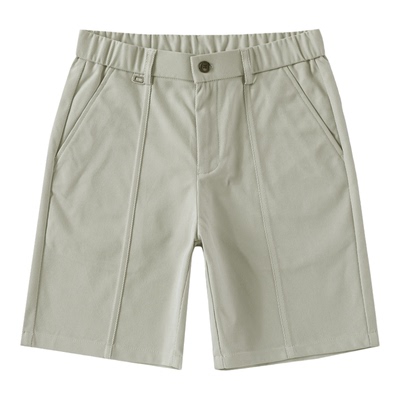 LUUD 夏季半松紧腰斜纹直筒通勤中裤老钱风男士休闲风短裤五分裤