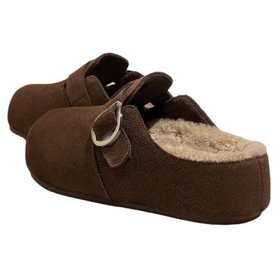 SNOWELF【5cm厚底羊羔毛棉拖鞋】