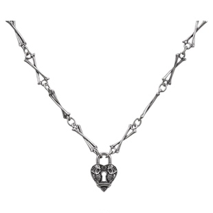 punkyouth心锁连结吊坠项链铜合金925银防过敏小众个性朋克风吊坠