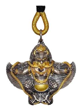 藏式S925银金翅大鹏鸟吊坠中号