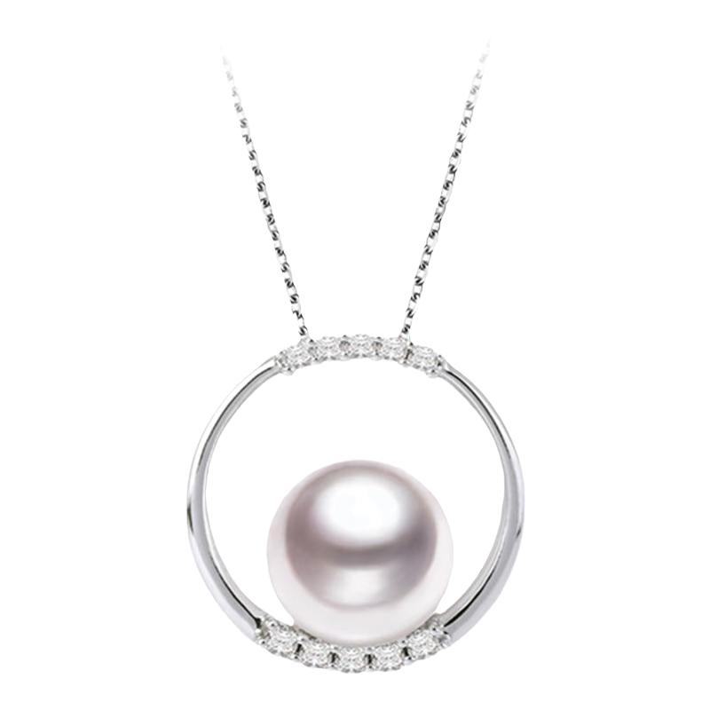 GiO珠宝 18K金akoya海水珍珠项链女高级感吊坠单颗颈链